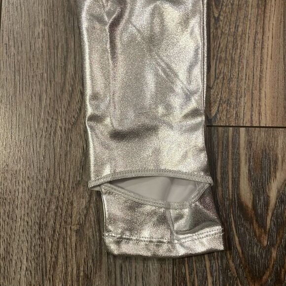 Kepblom Girls Shiny Metallic Mock Neck Unitard Long Sleeve Bodysuit Costume, NWT - Picture 8 of 9